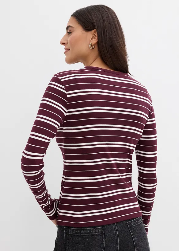 Geribde longsleeve in een biologische katoenmix, bonprix
