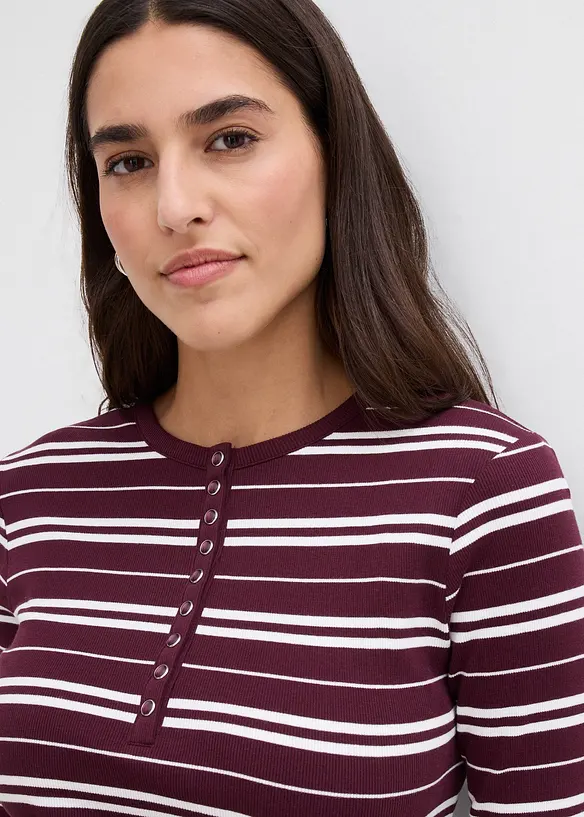 Geribde longsleeve in een biologische katoenmix, bonprix