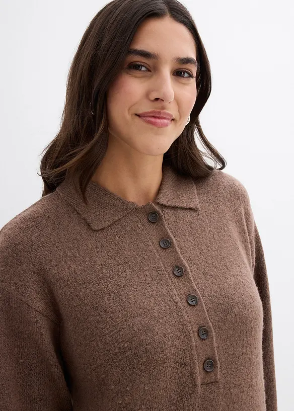 Korte gebreide jurk met knoopsluiting, bonprix