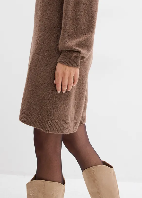 Korte gebreide jurk met knoopsluiting, bonprix