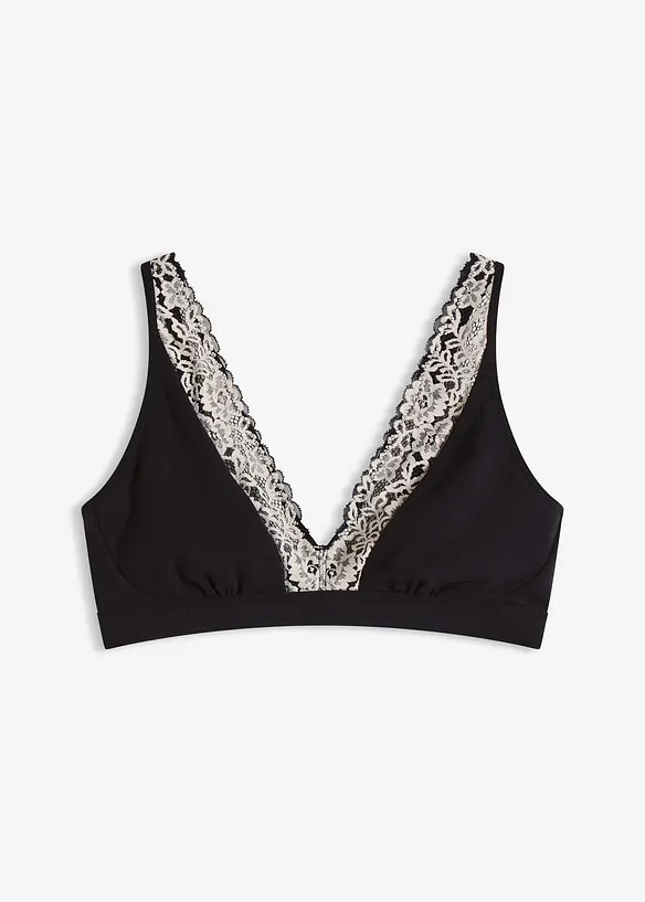 Bralette zonder beugels met biologisch katoen en kant, bonprix