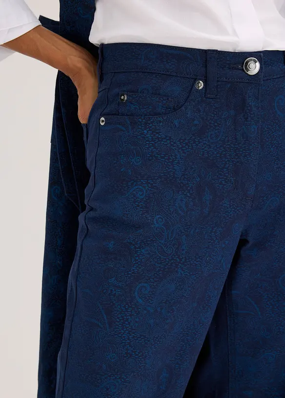 Wide leg broek van stretch katoen, bonprix