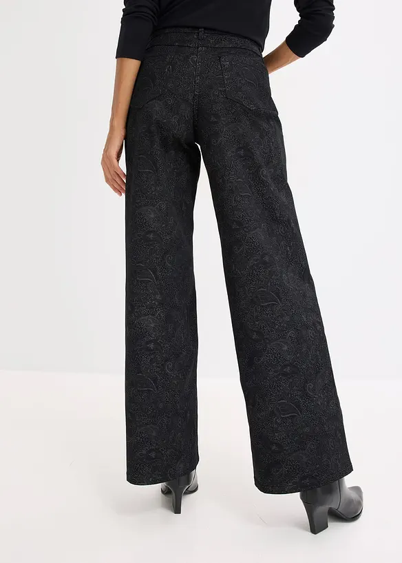 Wide leg broek van stretch katoen, bonprix