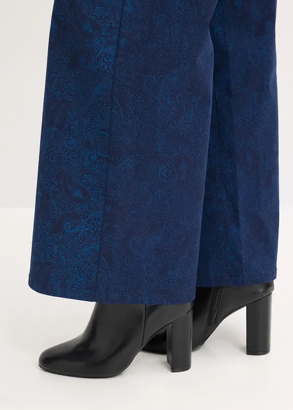 Wide leg broek van stretch katoen, bonprix