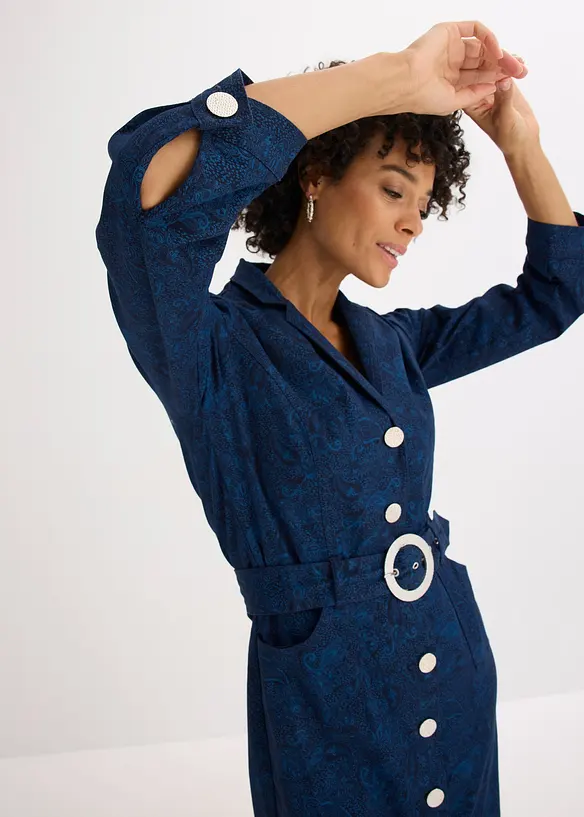 Twill jurk met riem (2-dlg. set), bonprix