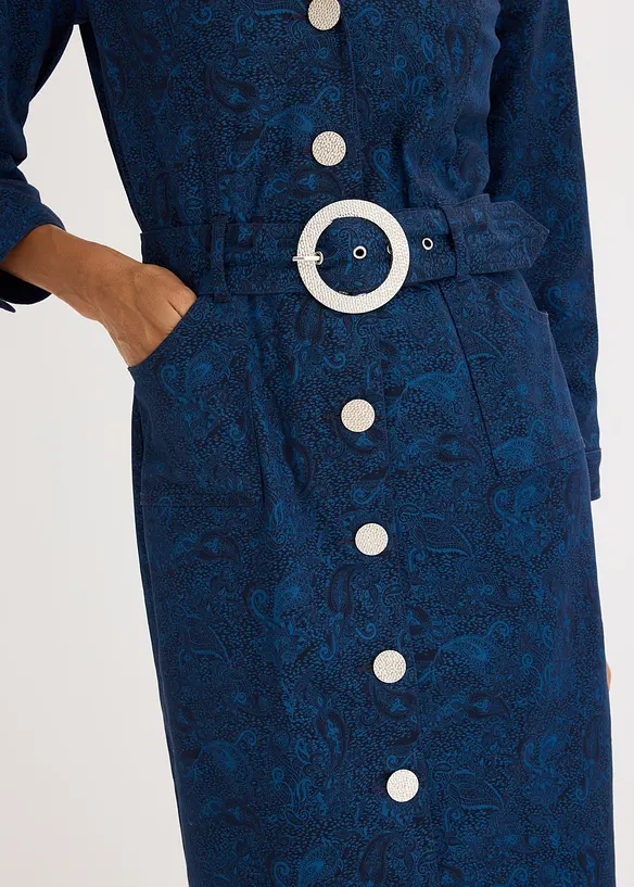 Twill jurk met riem (2-dlg. set), bonprix