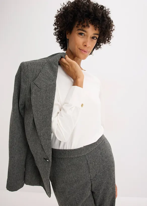 Longsleeve van katoen met mouwen van popeline, bonprix