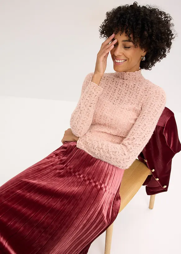 Colshirt met kant, bonprix