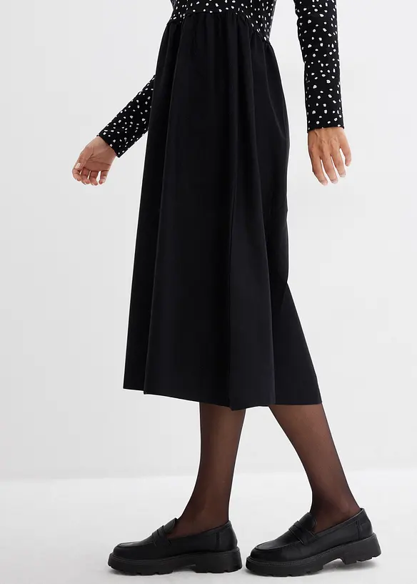 Jurk in een mix van materialen van puur katoen, bonprix