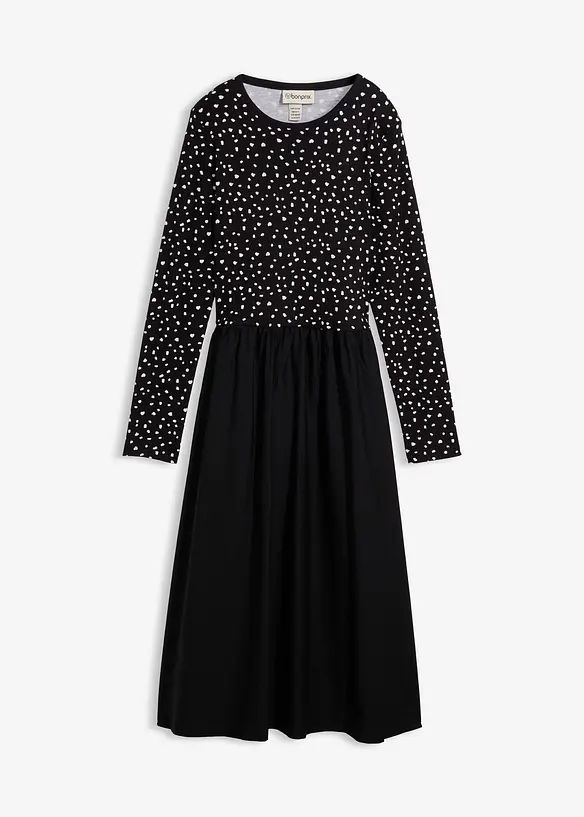 Jurk in een mix van materialen van puur katoen, bonprix