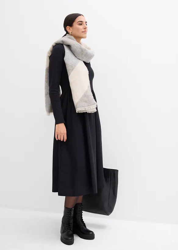 Jurk in een materiaalmix van puur katoen, bonprix