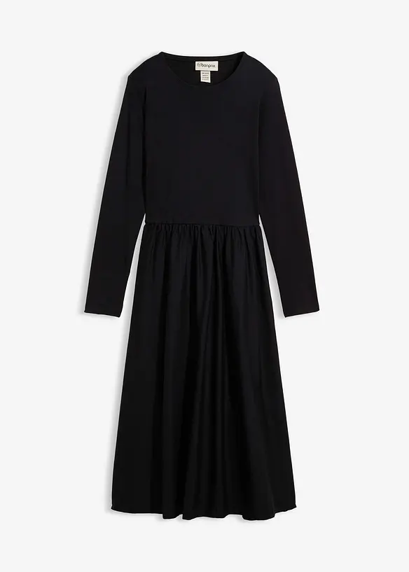 Jurk in een materiaalmix van puur katoen, bonprix