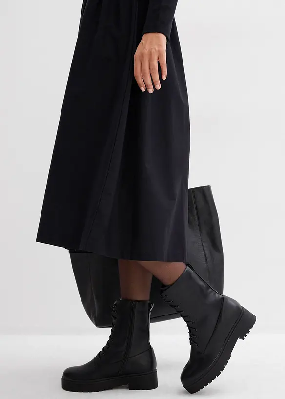 Jurk in een materiaalmix van puur katoen, bonprix