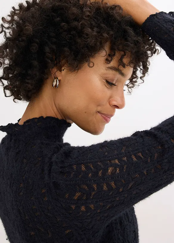 Colshirt met kant, bonprix