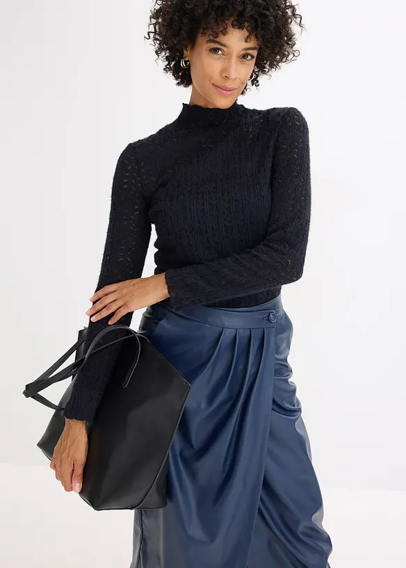 Colshirt met kant, bonprix