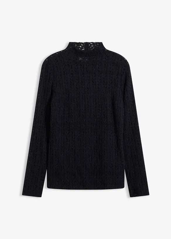 Colshirt met kant, bonprix