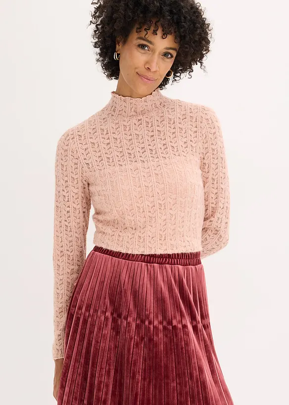 Colshirt met kant, bonprix