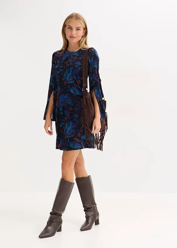 Mini jurk van soepel velours, bonprix