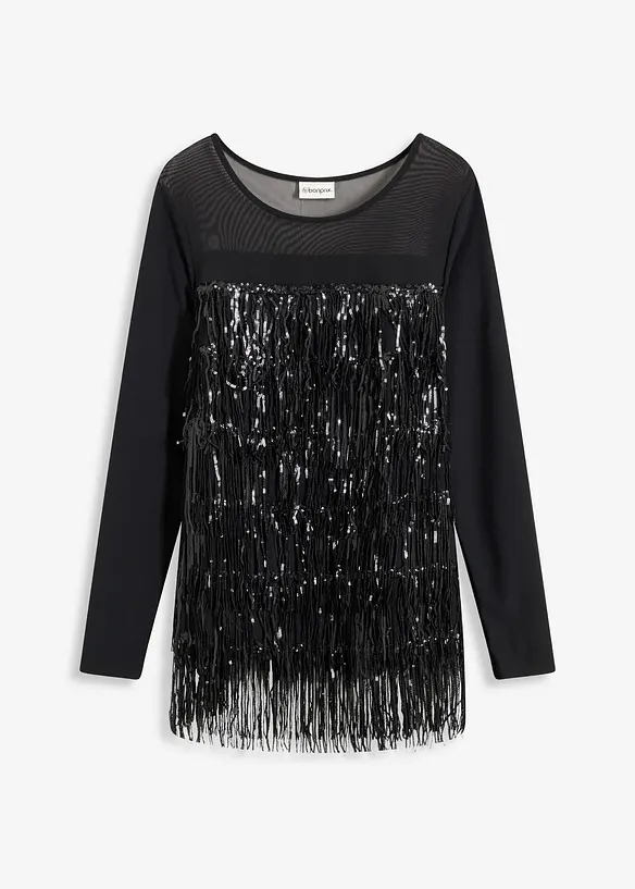 Longsleeve met pailletten franjes, bonprix