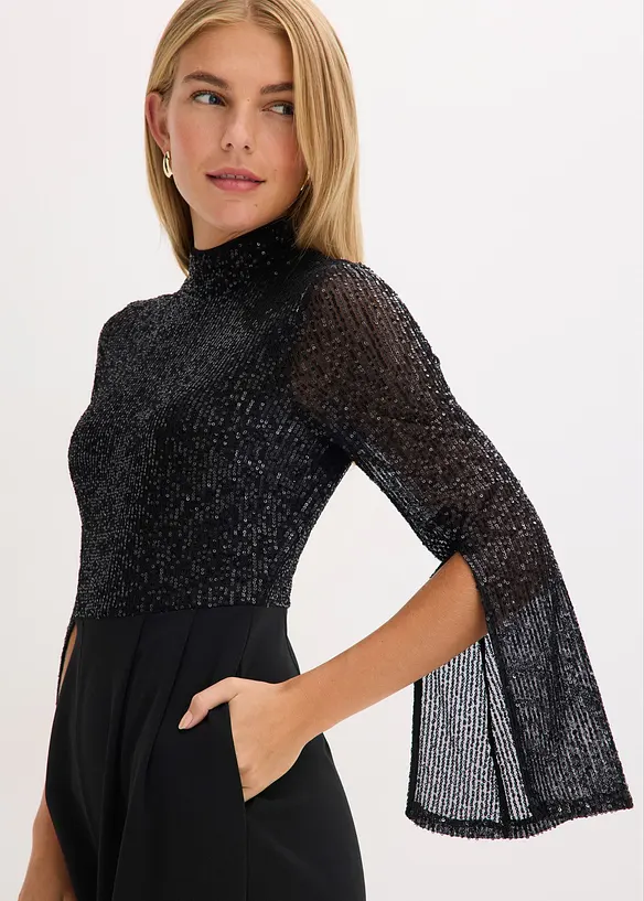 Jersey jumpsuit met pailletten, bonprix
