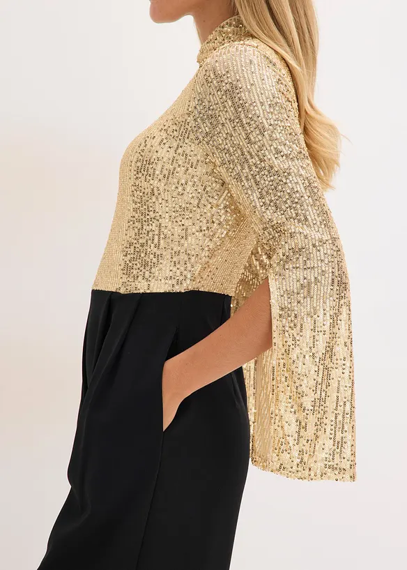 Jersey jumpsuit met pailletten, bonprix