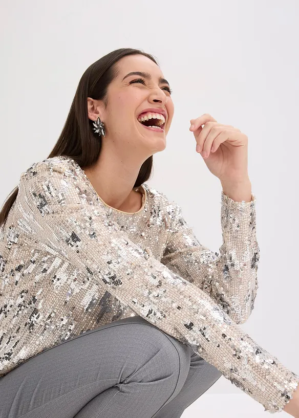 Longsleeve met pailletten, bonprix