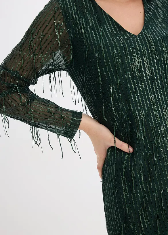 Paillettenjurk met franjes, bonprix