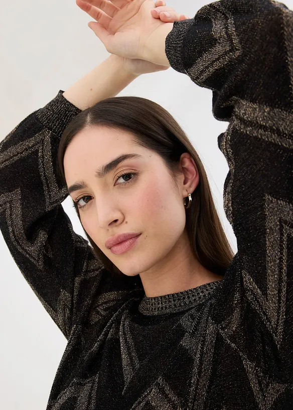 Fijn gebreide trui met glittereffect, bonprix