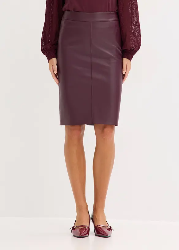 Knie-lange imitatiesuède rok met nauwsluitende pasvorm, bonprix