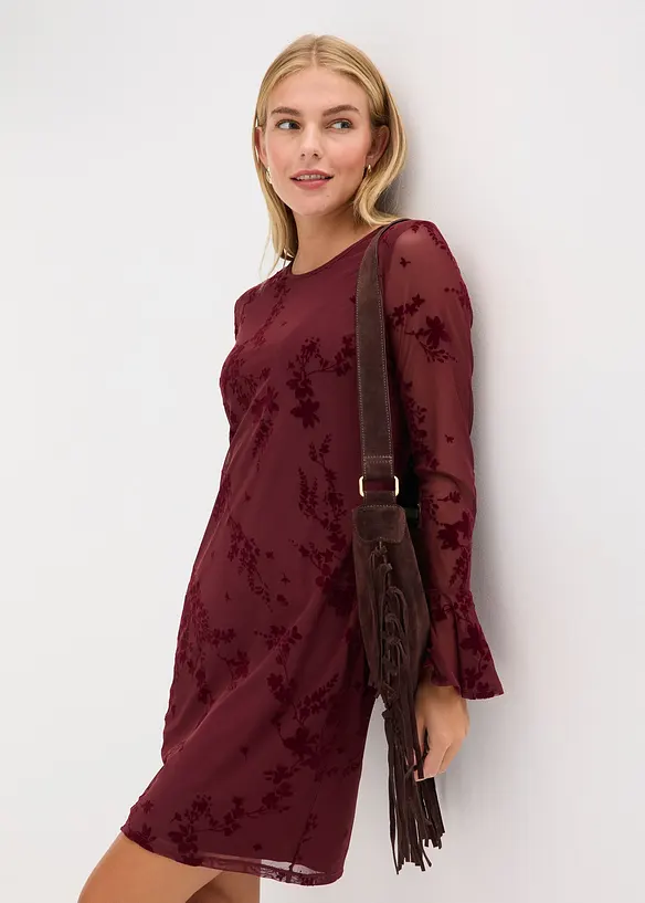 Mini jurk met mesh, bonprix