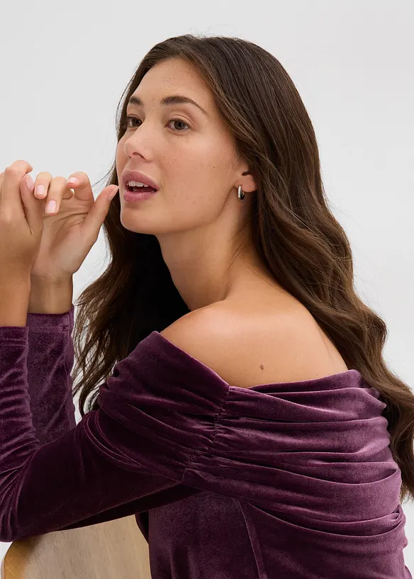 Carmen-shirt van zacht fluweel, bonprix