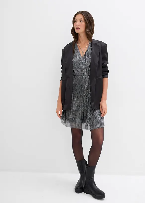 Korte glanzende jurk, bonprix