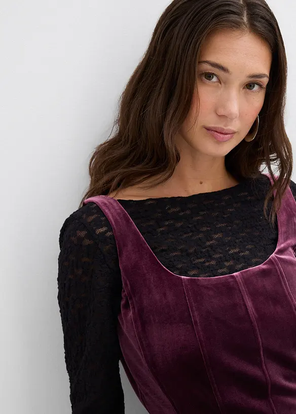 Bustierjurk van zacht fluweel, bonprix