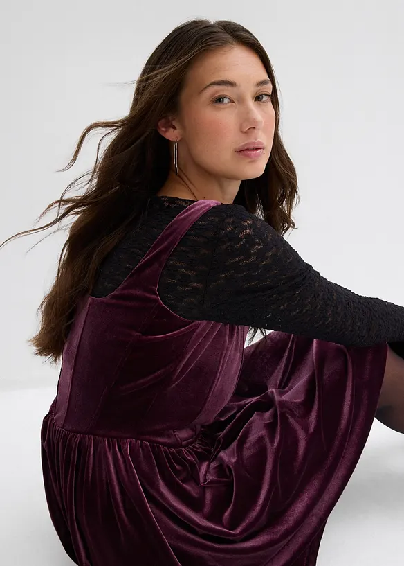 Bustierjurk van zacht fluweel, bonprix