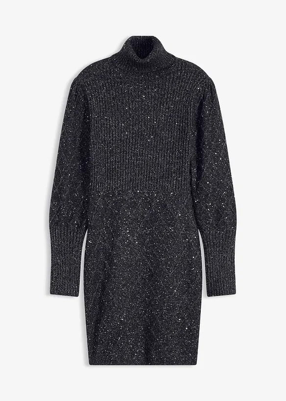 Gebreide jurk met pailletten, bonprix