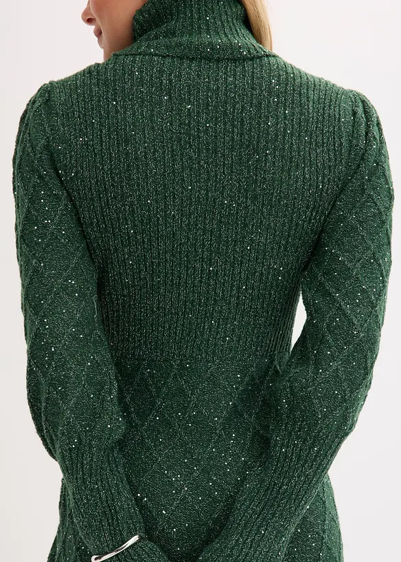 Gebreide jurk met pailletten, bonprix