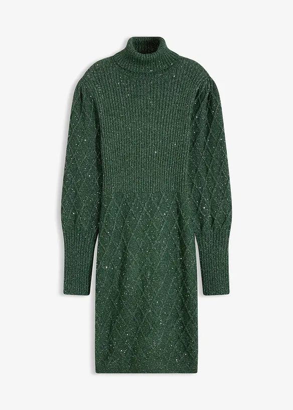 Gebreide jurk met pailletten, bonprix