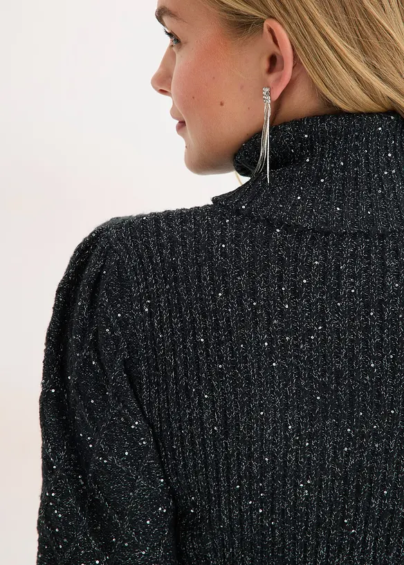 Gebreide jurk met pailletten, bonprix