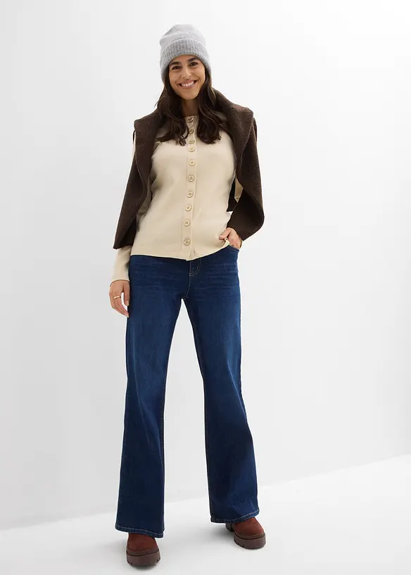 Geribde longsleeve van katoen, bonprix