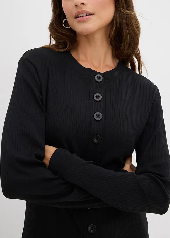 Geribde longsleeve van katoen, bonprix