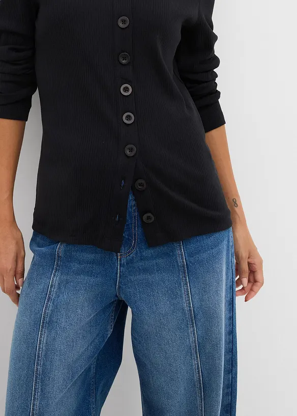 Geribde longsleeve van katoen, bonprix