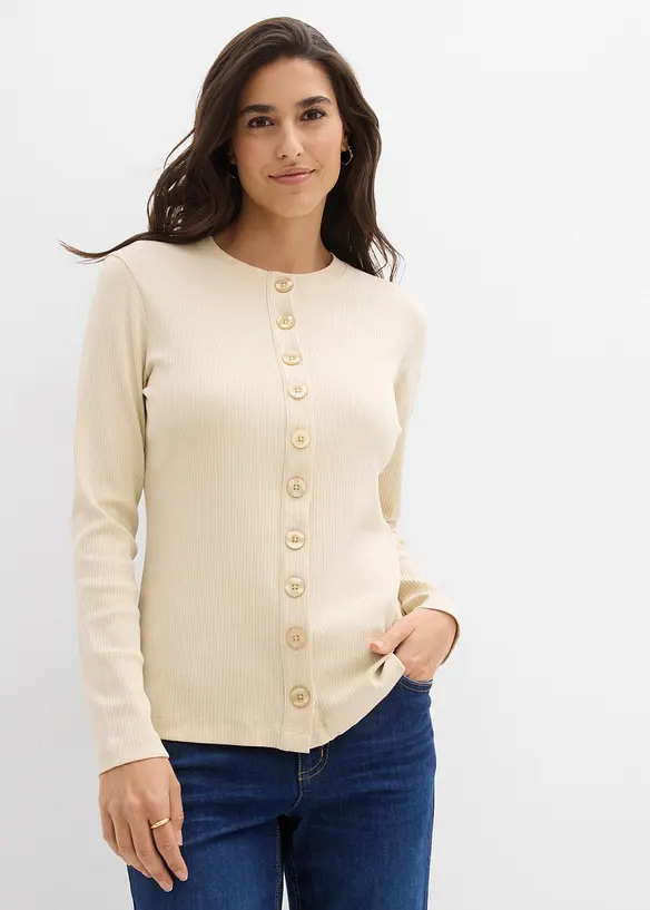Geribde longsleeve van katoen, bonprix