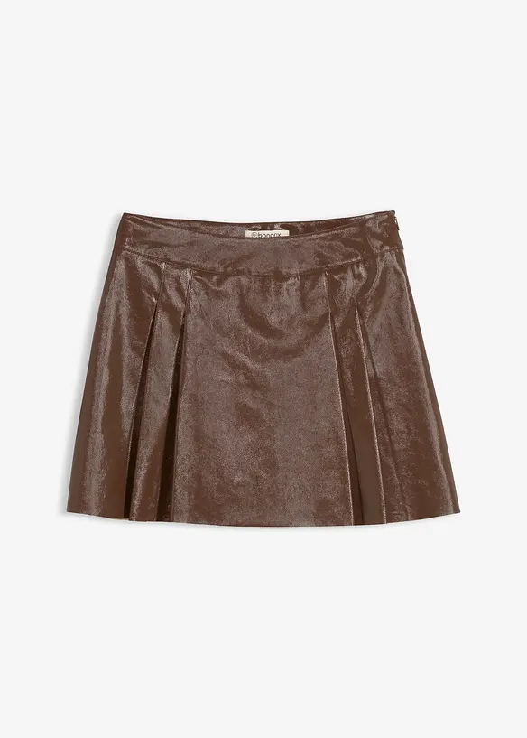 Korte rok van imitatieleer met plooien, bonprix