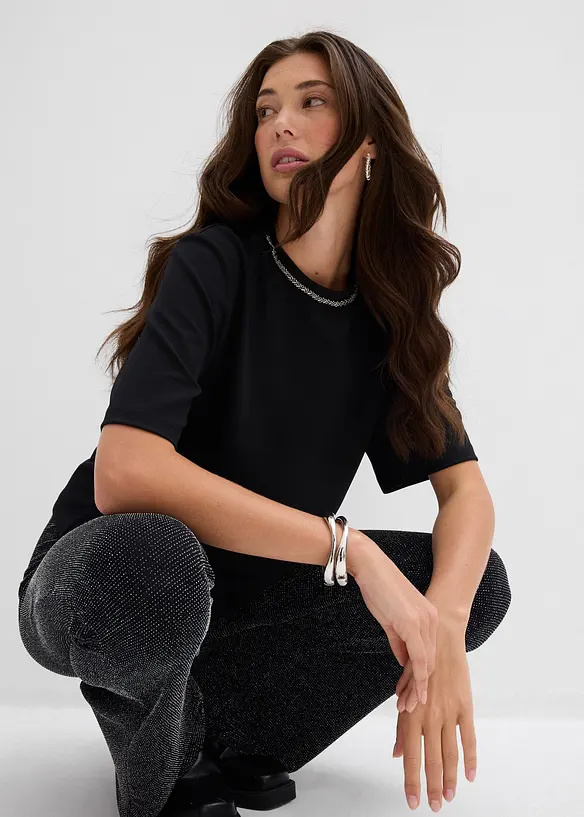 Oversized shirt parelapplicatie, bonprix