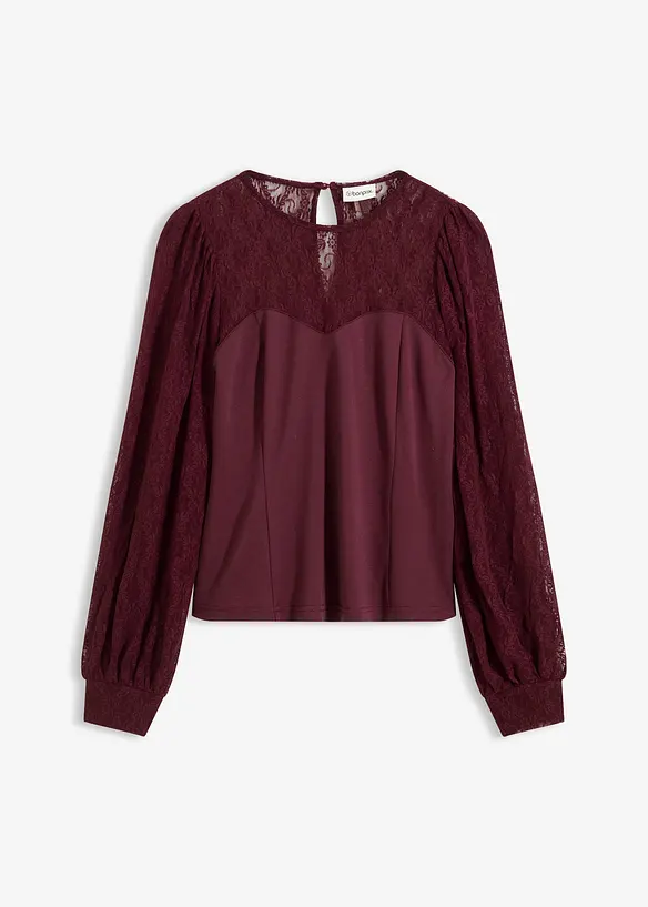 Longsleeve met kant, bonprix