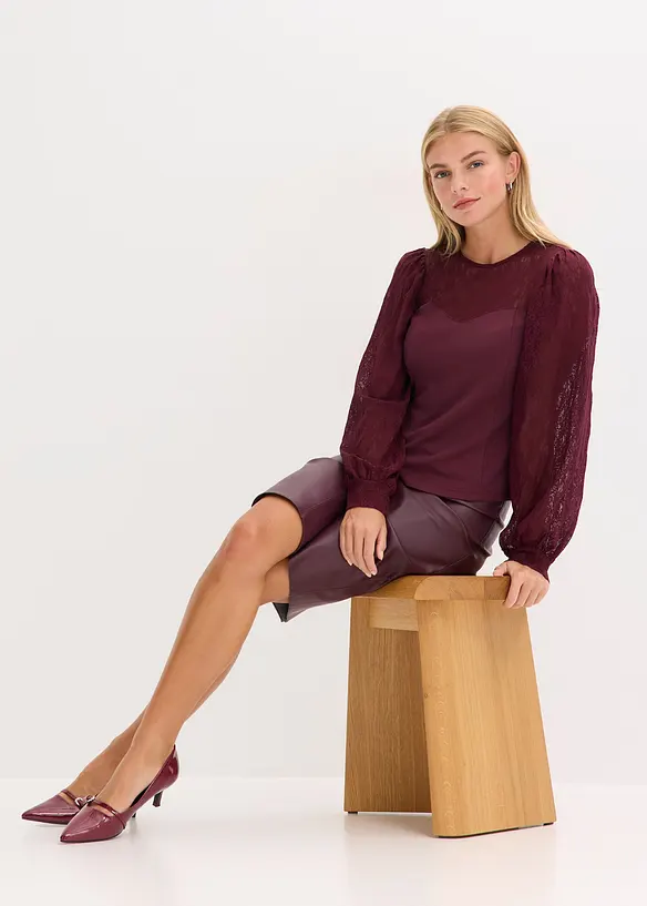 Longsleeve met kant, bonprix