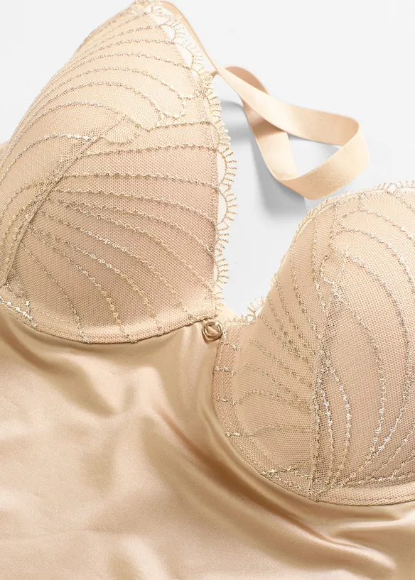 Corrigerende voorgevormde bh top met glanseffect, medium corrigerend, bonprix