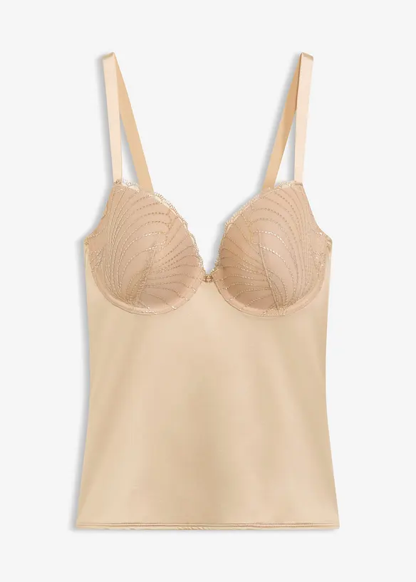 Corrigerende voorgevormde bh top met glanseffect, medium corrigerend, bonprix