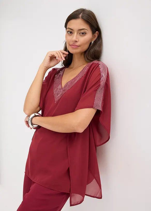 Oversized blouse met pailletten, bonprix