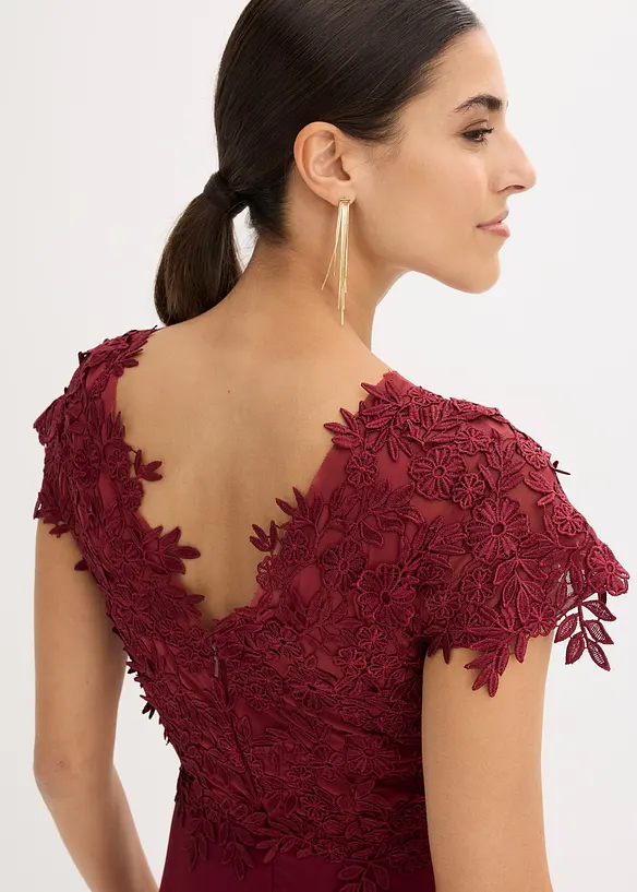 Midi jurk van delicate tule met kant, bonprix